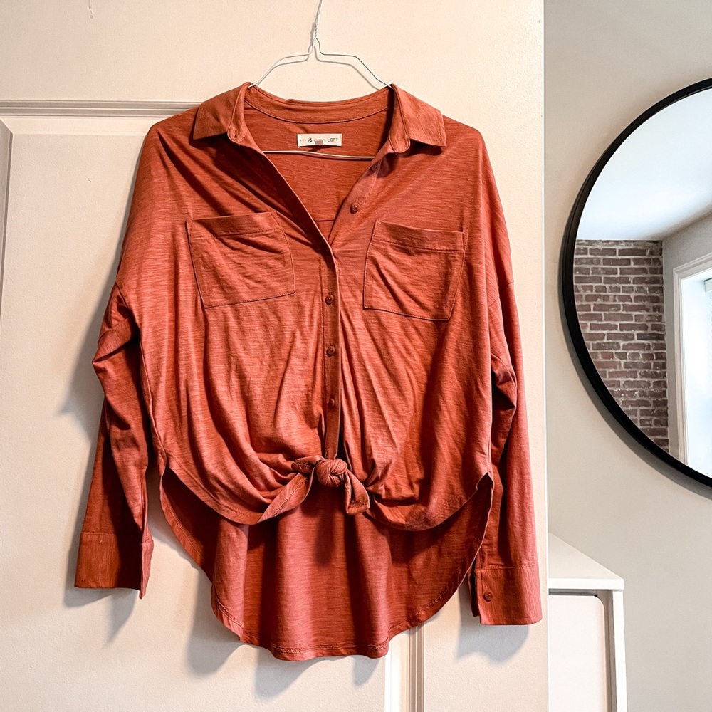 Lou & Grey Button Down Shirt in Rust